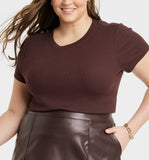 Lolita Ribbed Fabric Top Chocolate