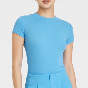 Lolita Ribbed Fabric Top Blue